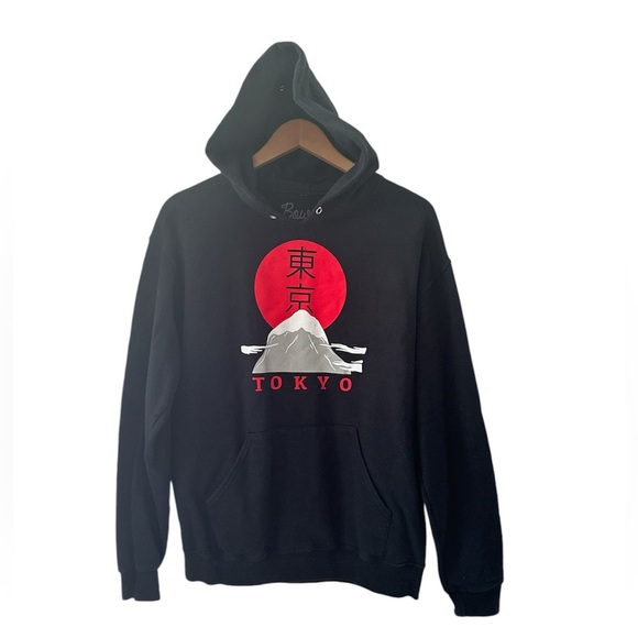 Bowery Supply Co. Tokyo Graphic Black Hooded Sweatshirt sz M - Picture 1 of 13